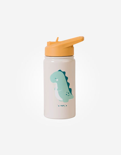 Saro Dinos Kids Water Bottle Thermos Stainless Steel with Straw 350ml