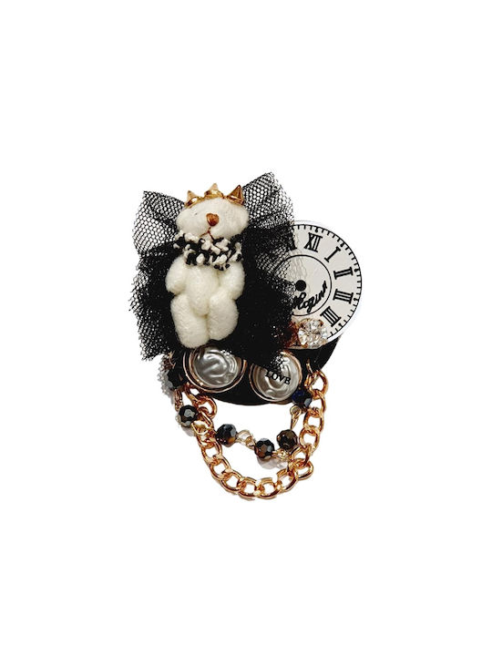 Women's Retro ~ Baroque Teddy Bear Brooch made of fabric with decorative details