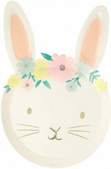 Meri Meri Farfurie Floral Bunny pentru Petreceri 8 Bucăți