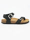 WOMEN'S LEATHER SANDALS - Black 19341