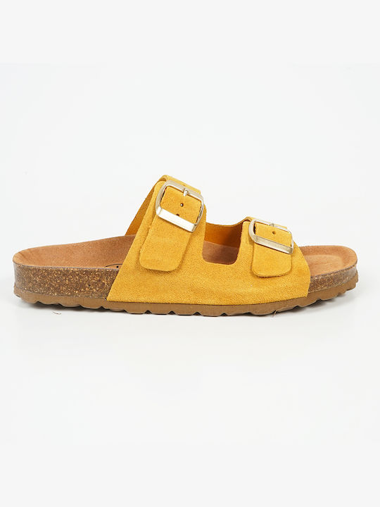 WOMEN'S LEATHER SANDALS - Yellow 19878