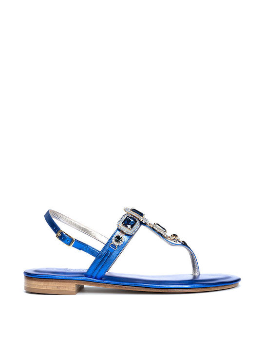 CAPRI LEATHER SANDALS WITH CRYSTALS v14 - Blue V14/BLU