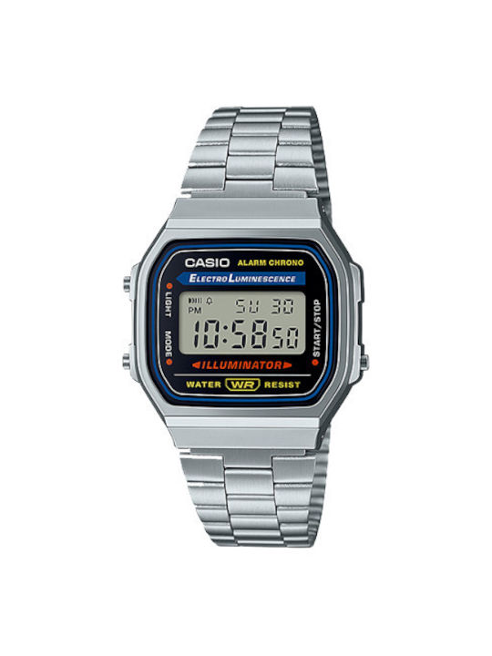 Casio Digital Watch Chronograph Battery with Silver Metal Bracelet