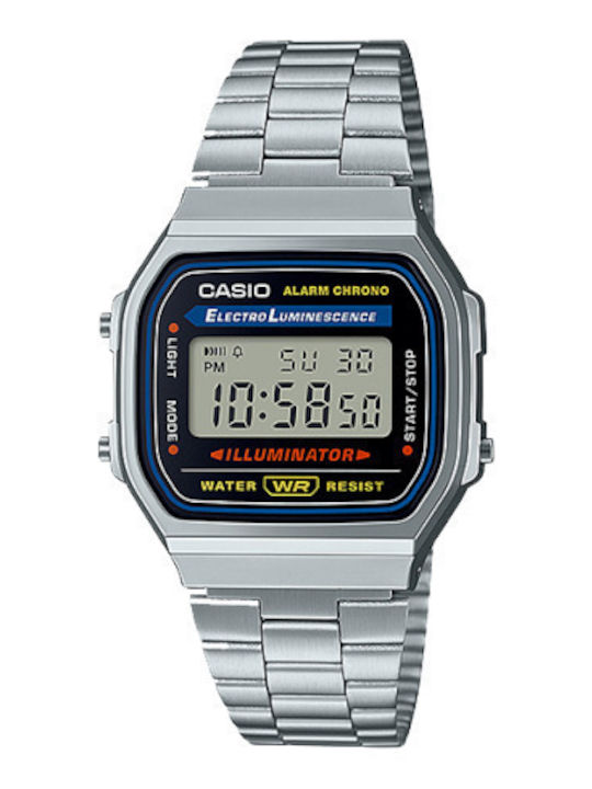 Casio Ψηφιακό Ανδρικό Ρολόι Χρονογράφος Μπαταρίας με Ασημί Μεταλλικό Μπρασελέ