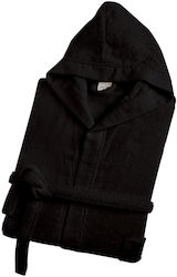 Makis Tselios Home Helmi Bathrobe with Hood 3 Black 420gr/m² Makis Tselios Home Helmi Bathrobe with Hood 3 Black 420gr/m²