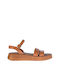 WOMEN'S LEATHER PLATFORM SANDAL BASIC 3620 TAN