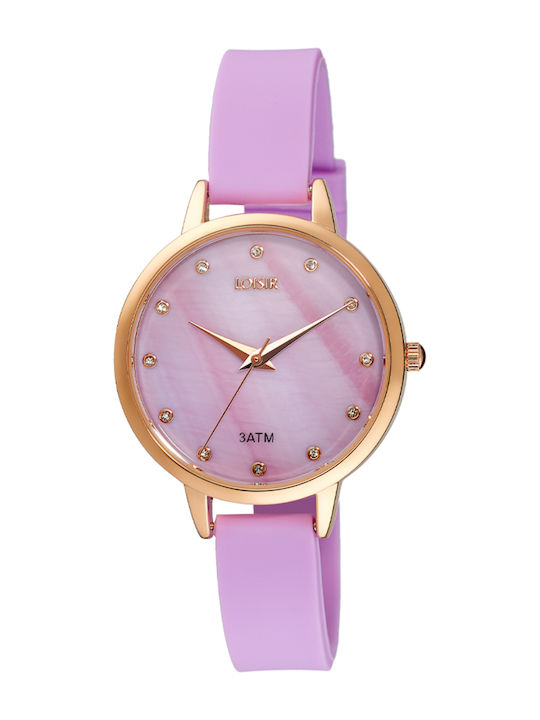 Loisir Tropical Γυναικείο Ρολόι 32mm Μπαταρίας με Μωβ Καουτσούκ Λουράκι