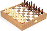 Manopoulos Σκάκι / Τάβλι από Ξύλο Ελιάς με Πούλια & Πιόνια 27x27cm