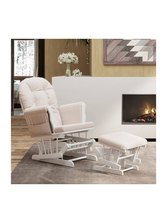 Schaukelstuhl mit Fußhocker Light Pink 70x72x107cm