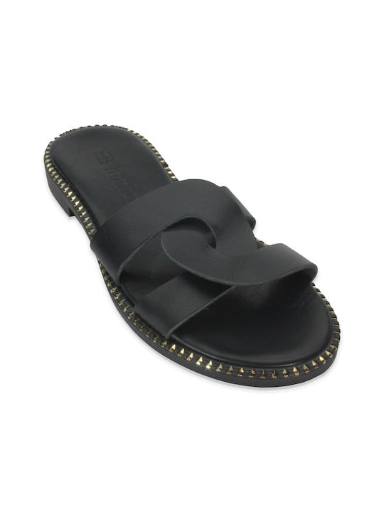 Women's anatomic leather sandal in black color