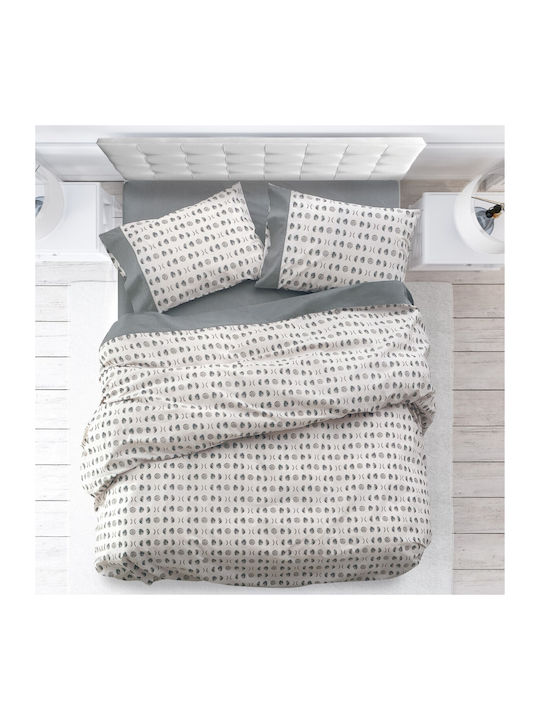 Makis Tselios Home Παπλωματοθήκη Βαμβακερή Υπέρδιπλη 220x240 Term Γκρι