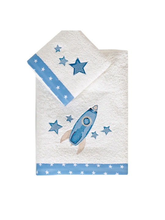 Kentia Set of baby towels 2pcs Astro Ecru / Ciel Weight 400gr/m² 000072003