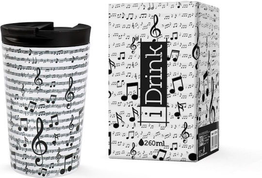 Total Gift Music Glas Thermosflasche Rostfreier Stahl BPA Frei 260ml Weiß
