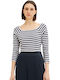 Tom Tailor Women's Summer Blouse Long Sleeve Striped Navy Blue