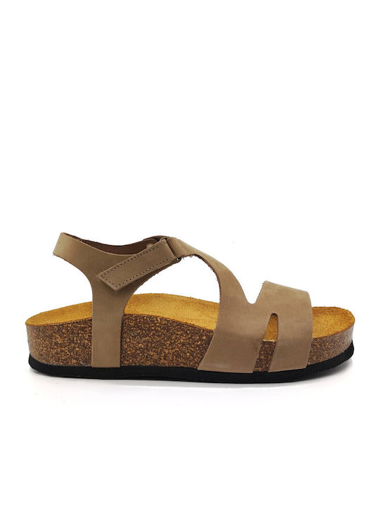 Leather Women's Anatomic Sandals Nobuck Taupe