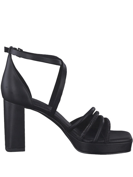 Marco Tozzi Platform Women's Sandals Black with Chunky High Heel