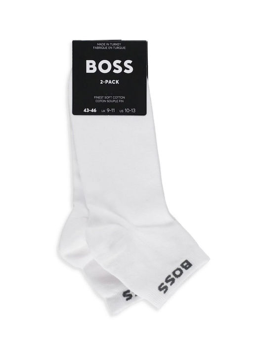 Hugo Boss Men's Solid Color Socks White 2Pack
