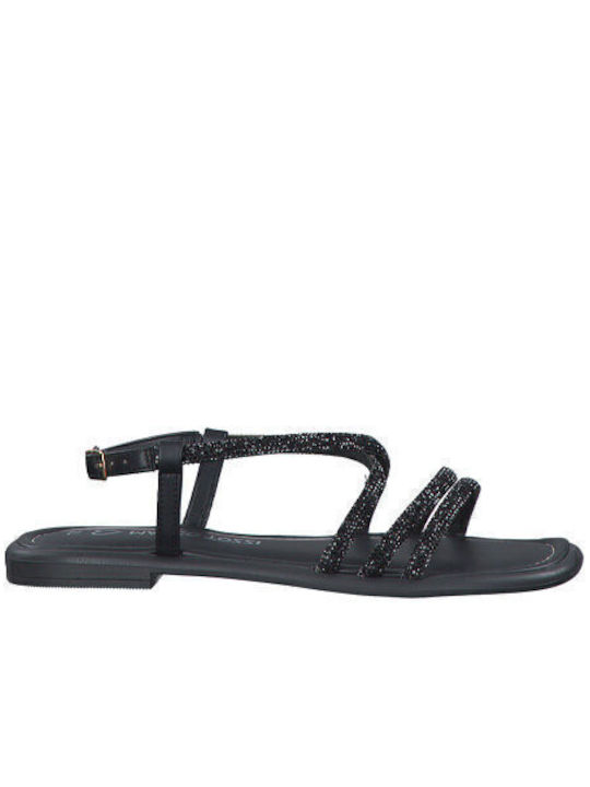 Marco Tozzi Leather Women's Flat Sandals in Bla...