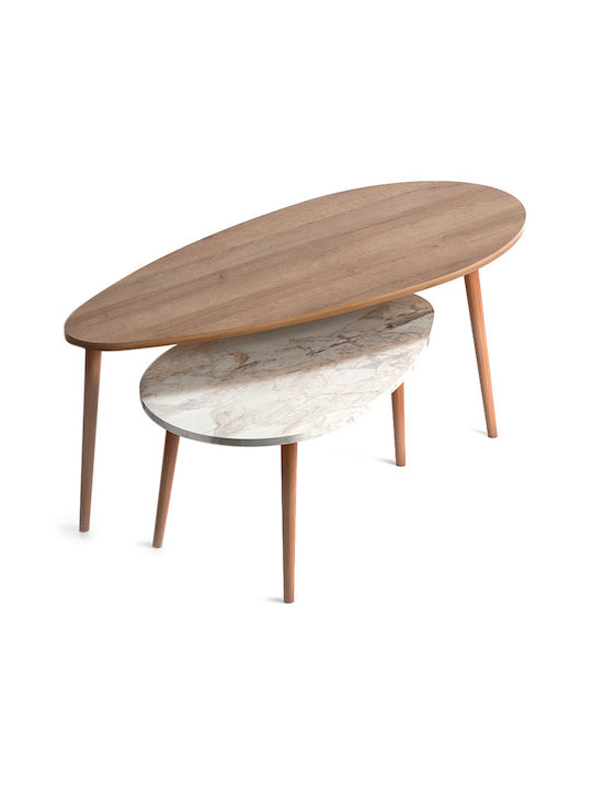 Oval Couchtisch Elips Holz Oak / Beige B116xT46xH46cm