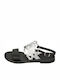 Leather Women's Flat Sandals with Strap in Black Color