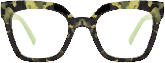 Asti Women's Acetate Blue Light Blocking Glasses Butterfly Green Tortoise
