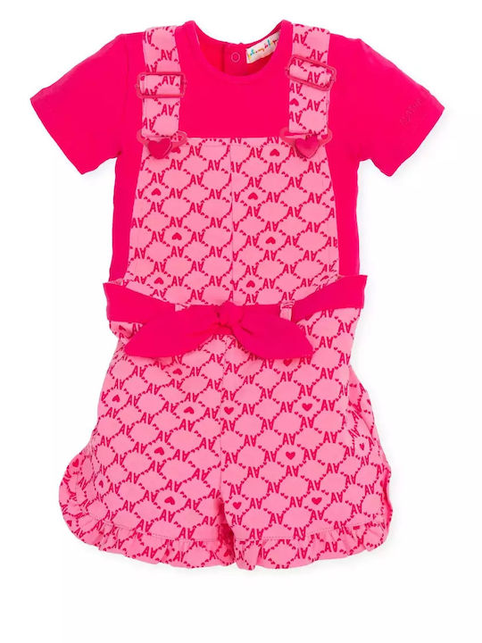 Kinderbekleidungssets mit Latzhose Sommer 2Stücke Fuchsie
