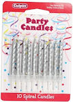 Silver Spiral Candles x10