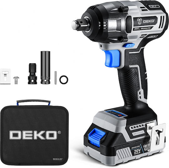 Deko DKBW20XL01-BS2 Brushless Schlagschrauber Akku 20V 1x4Ah mit Aufnahme 1/2"