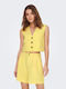 Only Women's Summer Crop Top Sleeveless with V Neckline Yellow