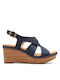 Clarks Women's Leather Ankle Strap Platforms Navy Blue