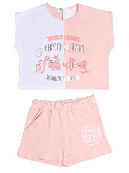 Nek Kids Wear Kids Set with Shorts Summer 2pcs Pink