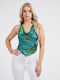 Guess Women's Summer Blouse Sleeveless Floral Turquoise