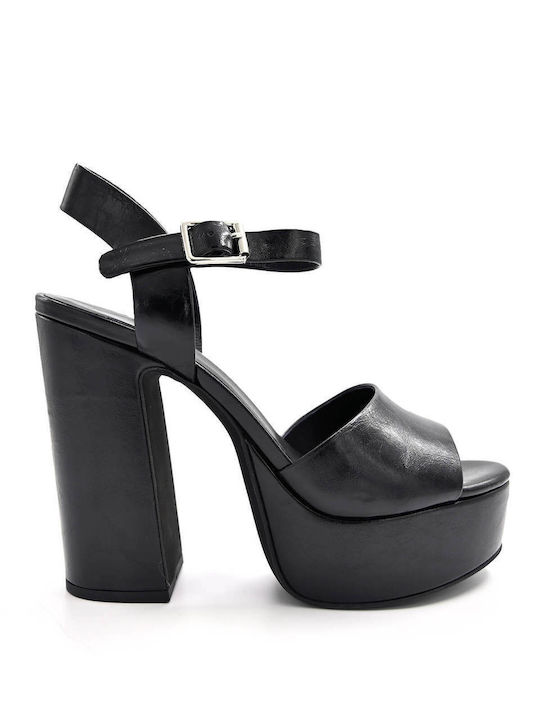 Jeffrey Campbell Platform Leather Women's Sandals Black with Chunky High Heel