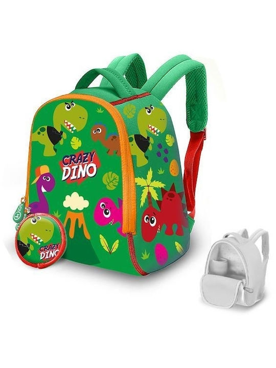 Crazy Dino School Bag Backpack Kindergarten in Green color