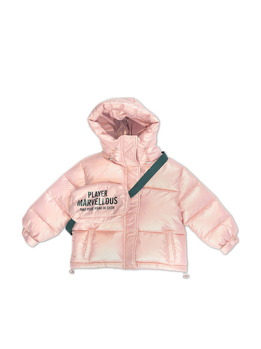 Kids' Quilted Jacket Short with Lining & Hood Pink