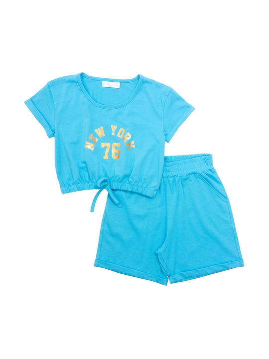 Funky Kinder Set mit Shorts Sommer 2Stück Blau