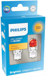 Philips Ultinon Pro6000 Amber Car W21W Light Bulb LED Red 12V 2pcs