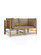 Corner Sofa Outdoor Bamboo with Pillows 138x69x65cm