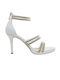 Mourtzi Leather Women's Sandals 75/75153 with Strass & Ankle Strap White with Thin High Heel