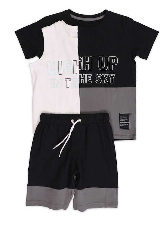 New College Kids Set with Shorts Summer 3pcs Black