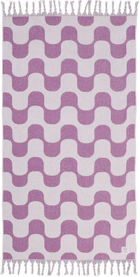 Nef-Nef Groovy Purple Cotton Beach Towel with Fringes 170x90cm 033281