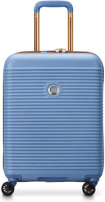 Delsey Freestyle Cabin Travel Suitcase Hard Blue with 4 Wheels Height 55cm.