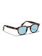 Moscot Lemtosh Sonnenbrillen mit Matte Tortoise Schildkröte Rahmen und Blau Linse