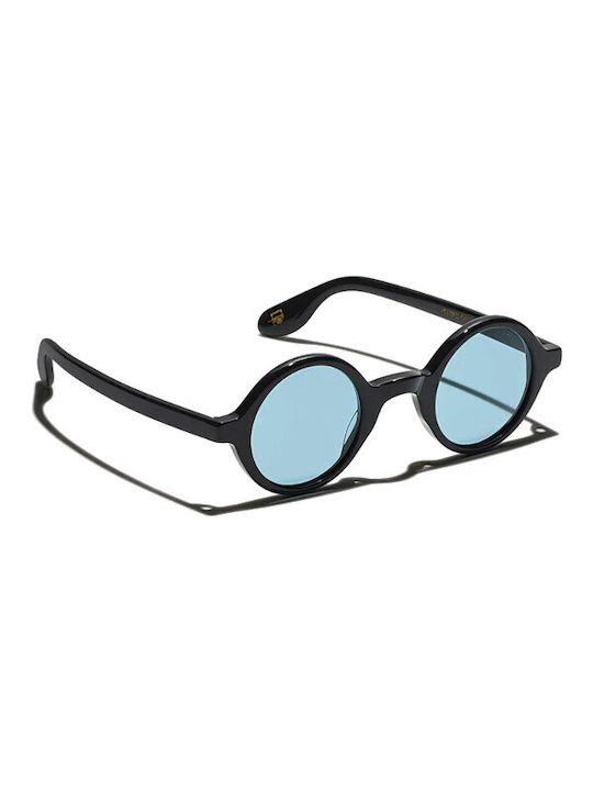 Moscot Zolman Sunglasses with Black/Blue Plastic Frame and Blue Lens