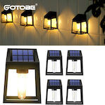 Set of 4 Wall Solar Lights Warm White 3000K with Photocell