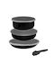 5Five Cookware Set of Aluminum with Non-stick Coating Black 3pcs