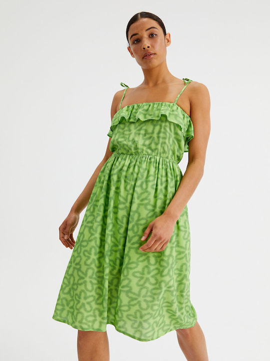 Sommer Midi Kleid mit Rüschen Grün