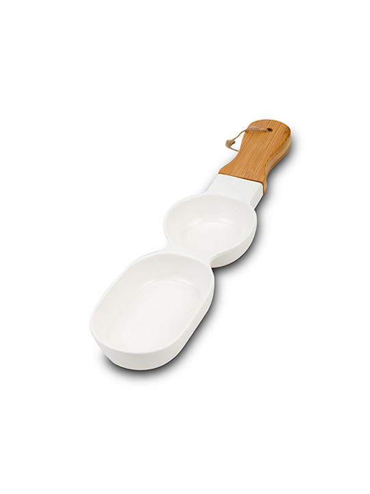 Nava Porcelain Dessert Divided Serving Plate with 2 Slots White
