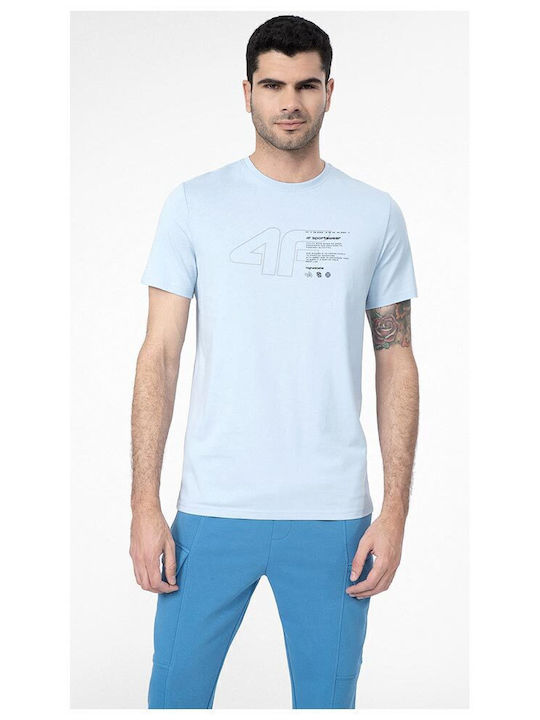 4F T-shirt Bărbătesc cu Mânecă Scurtă Albastru deschis
