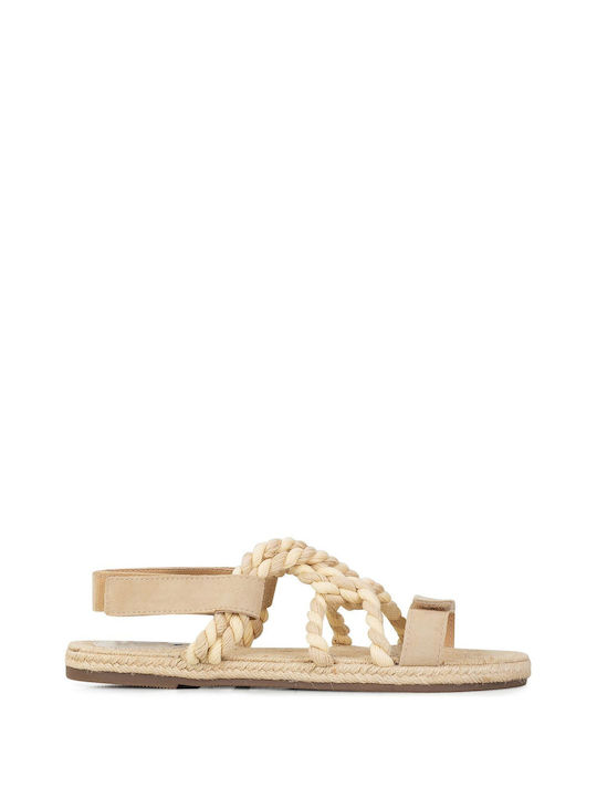 Manebi Rope Damen Flache Sandalen mit Riemen in Beige Farbe